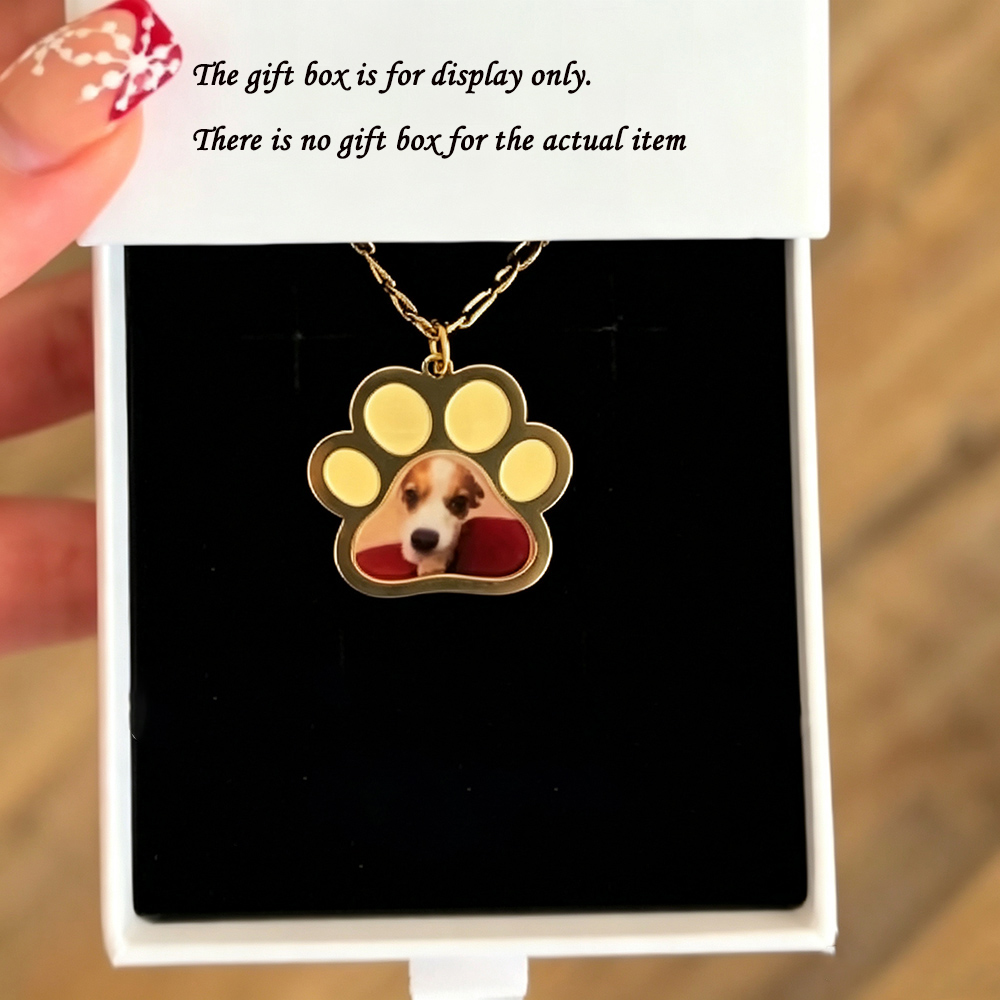 Engraved Name Necklace - Gepersonaliseerde huisdierpootkleuren print foto ketting roestvrij