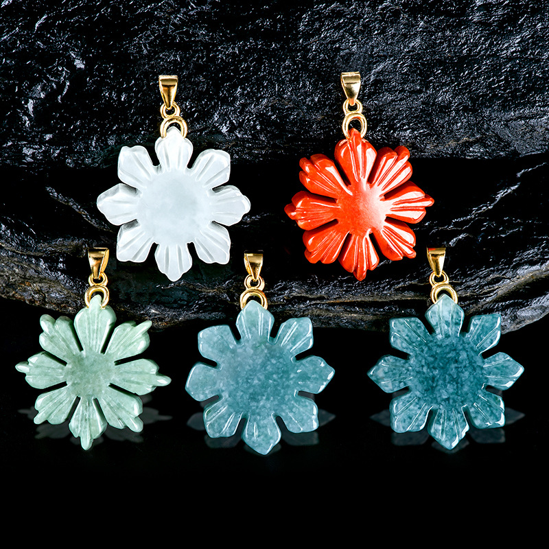 Jewelry & Watches Sp Zo O - Myanmar Jade Zonnebloem Hanger Ketting Echte