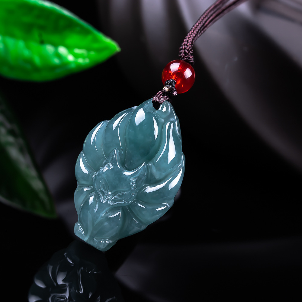 Jewelry & Watches Sp Zo O - Natuurlijke Birmese Jadeïet Vos Hanger Ketting