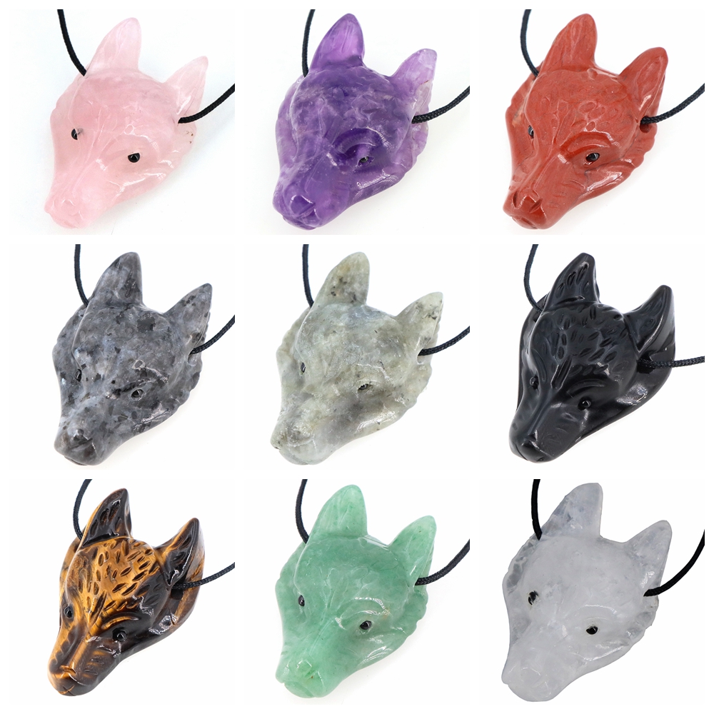 Wolf Jewelry & Watches Tampa Reviews - 40mm Wolf Head Stone Hanger Natuurlijke