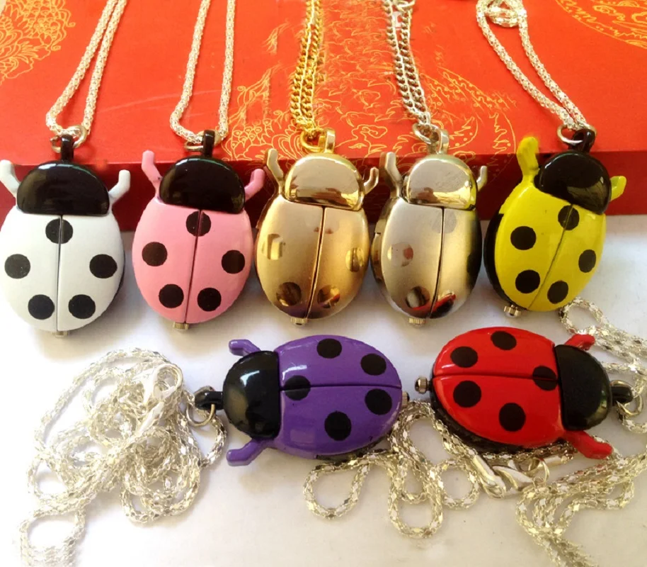 Jewelry Watches For Kids - Gouden Kever Zakhorloge Ketting, Schattig Lieveheersbeestje