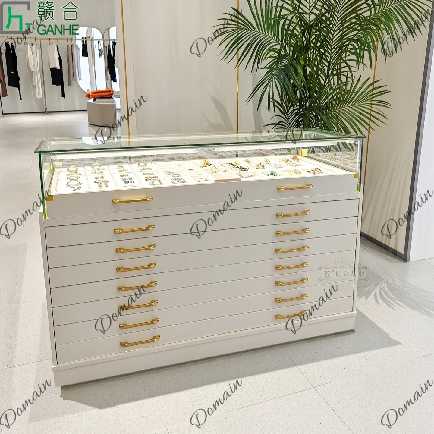 Jewelry With Watches - 81 N Licht luxe glazen vitrinekast,
