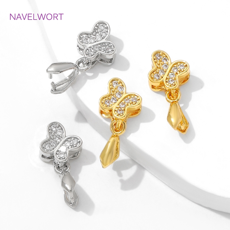 Butterfly Pendant Necklace - Messing Pinch Bails 18K Vergulde Vlinder