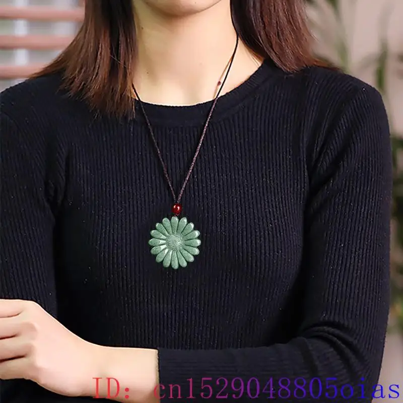 Groene Jadeite Zonnebloem Hang - Jewelry & Watches Sp Zo O recensie en prijs