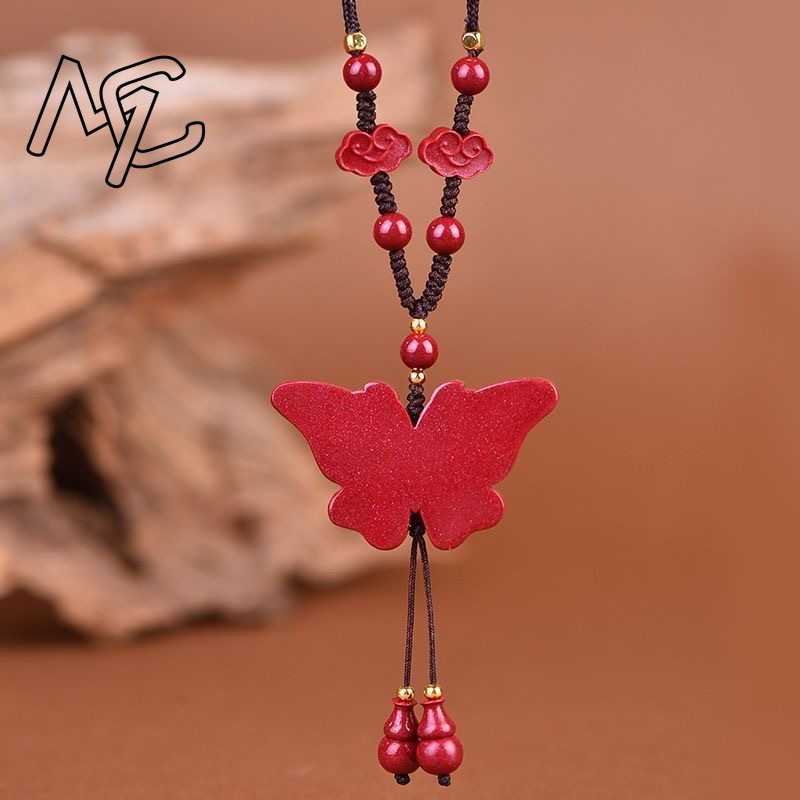 Mode Rode Cinnaber Jade Vlinde - Butterfly Pendant Necklace recensie en prijs