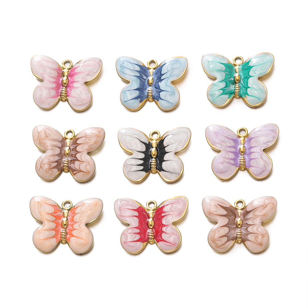 2 stks/partij Kleurrijke Email - Butterfly Pendant Necklace recensie en prijs